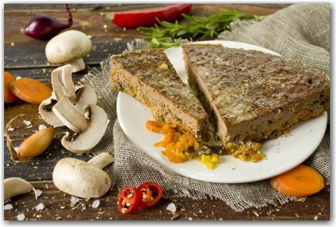 Печеночный паштет из говяжьей печени с грибами и овощами